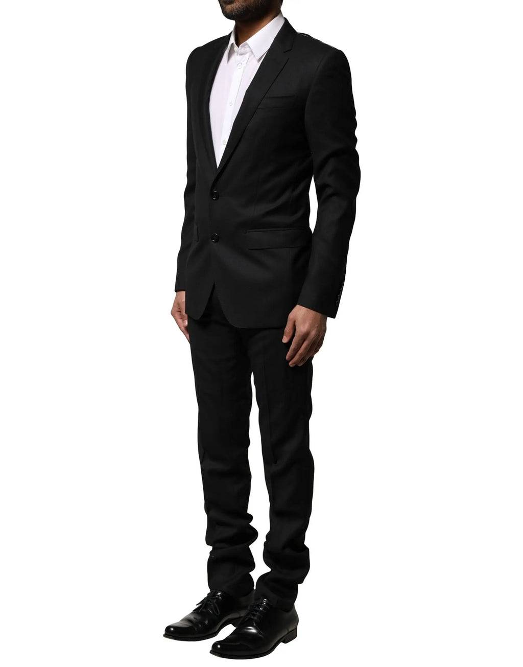 Costume deux pièces en laine dolce & gabbana bleu martini avec coupe moderne et boutonnage deux boutons noir
