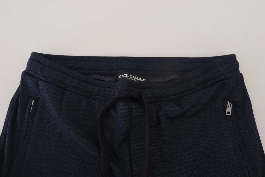 Joggers dolce & gabbana bleu foncé en coton avec ceinture à cordon et zips latéraux pour homme sport
