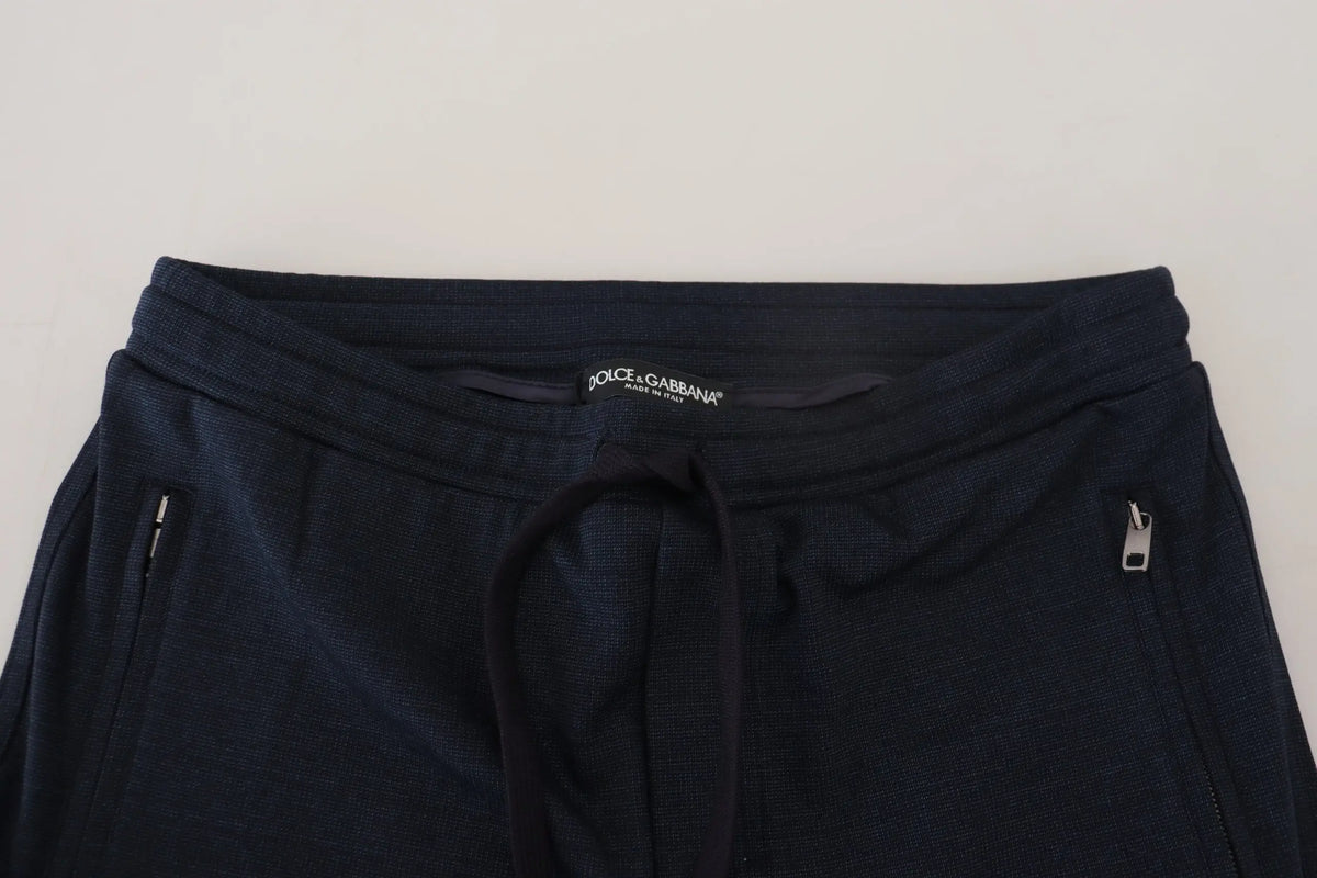 Joggers dolce & gabbana bleu foncé en coton avec ceinture à cordon et zips latéraux pour homme sport