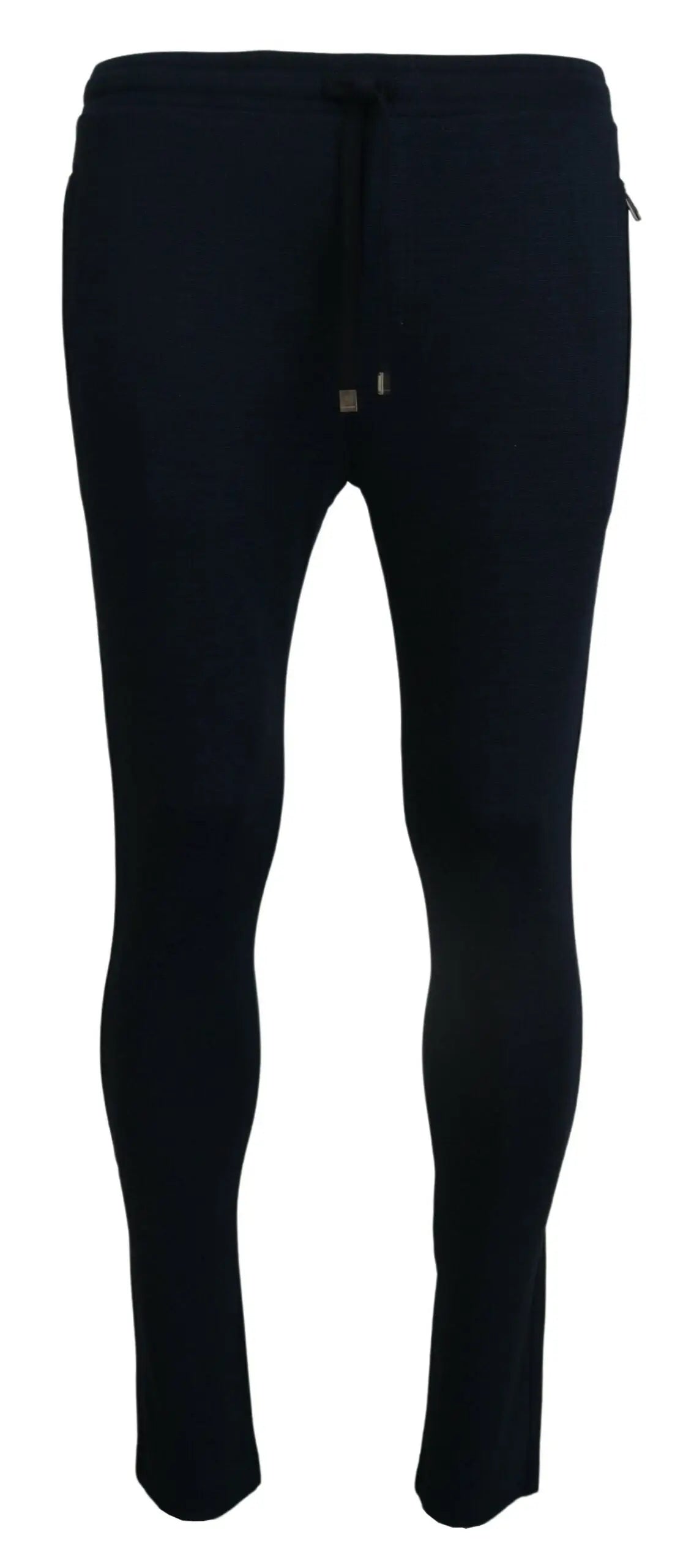 Dolce gabbana blue mens sport cotton sweatpants black athletic joggers with drawstring waistband and side zippers