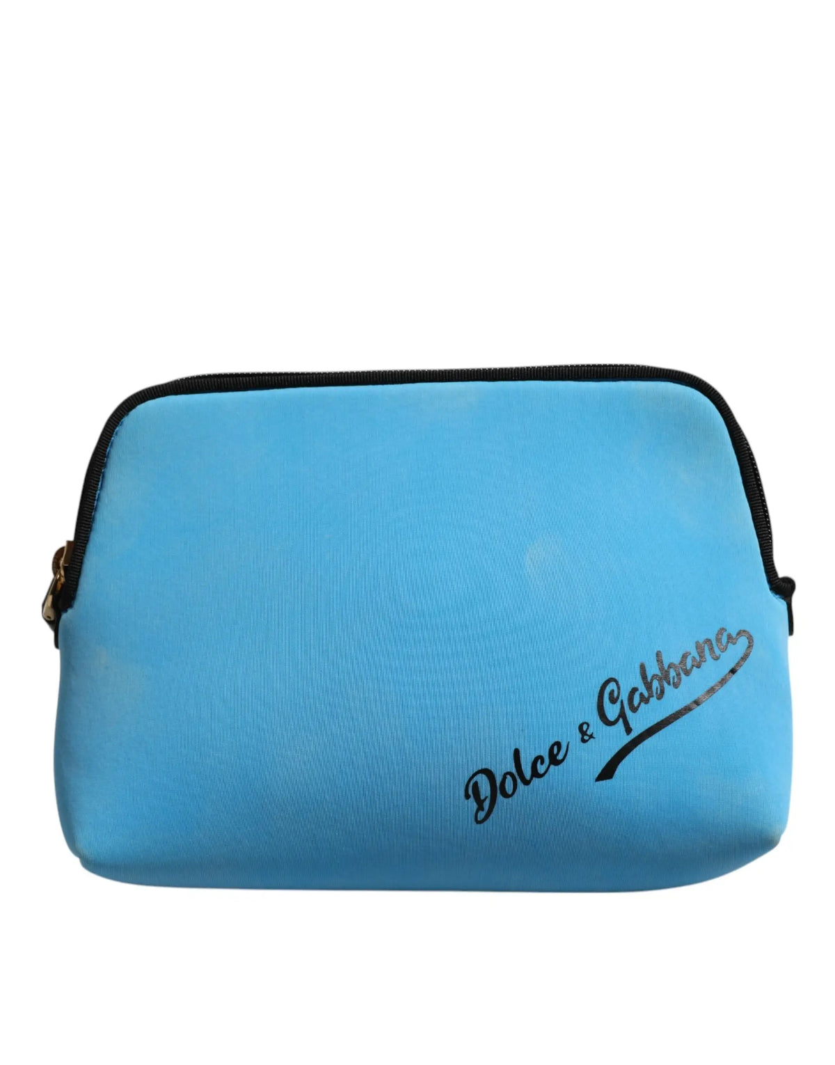 Pochette dolce & gabbana bleue en nylon avec fermeture éclair noire et logo dg visible sur le devant