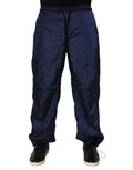 Pantalon de jogging droit dolce & gabbana en nylon bleu marine avec taille élastique et cordon noir