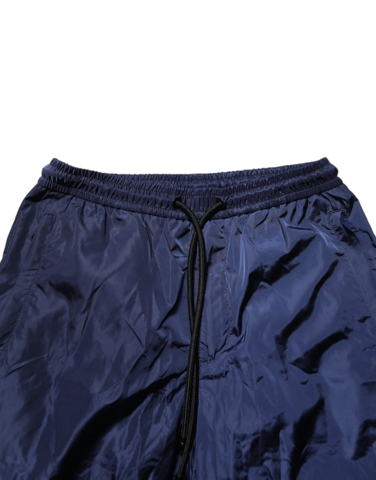 Pantalon jogger droit en nylon bleu dolce & gabbana avec short en nylon bleu marine réfléchissant et taille élastique noire