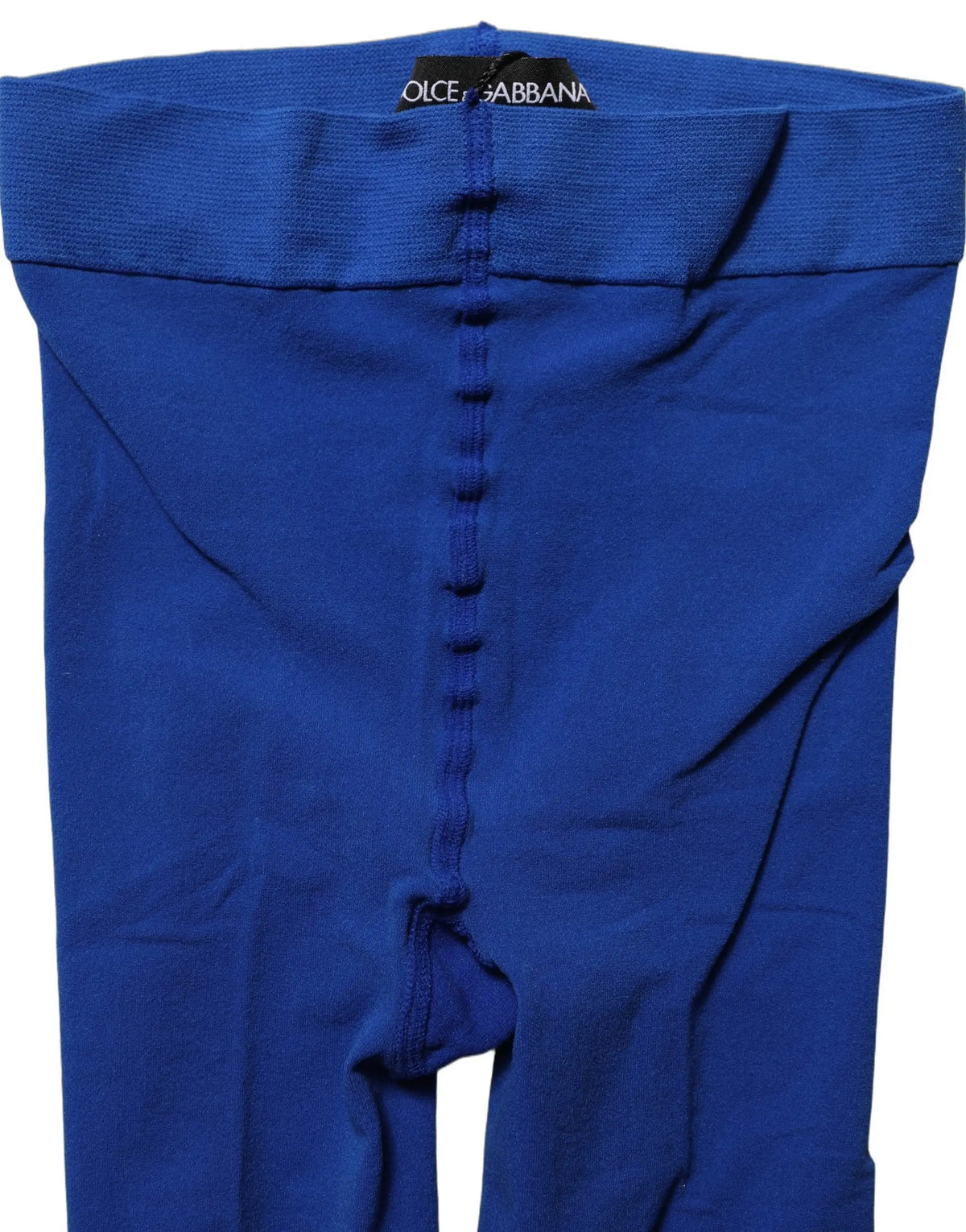 Legging royal bleu dolce & gabbana en nylon avec taille côtelée et fermeture à boutons au dos