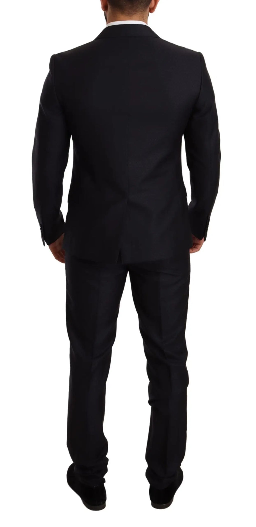 Dolce & gabbana blue pattern martini slim fit costume deux pièces noir avec coupe classique et texture subtile