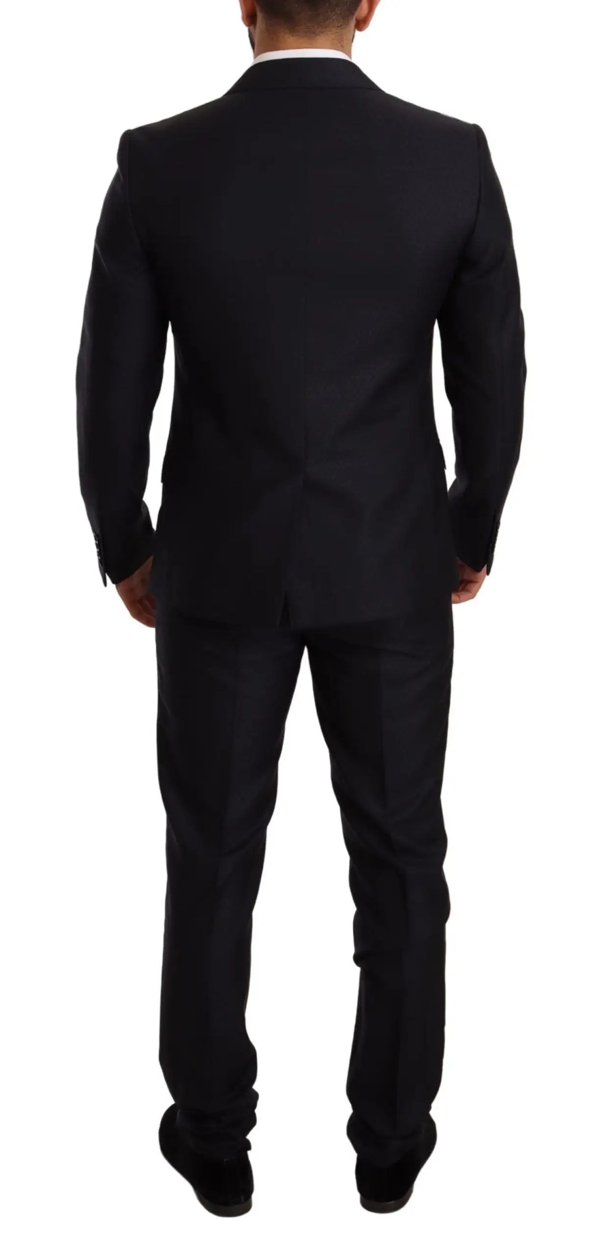 Dolce & gabbana blue pattern martini slim fit costume deux pièces noir avec coupe classique et texture subtile