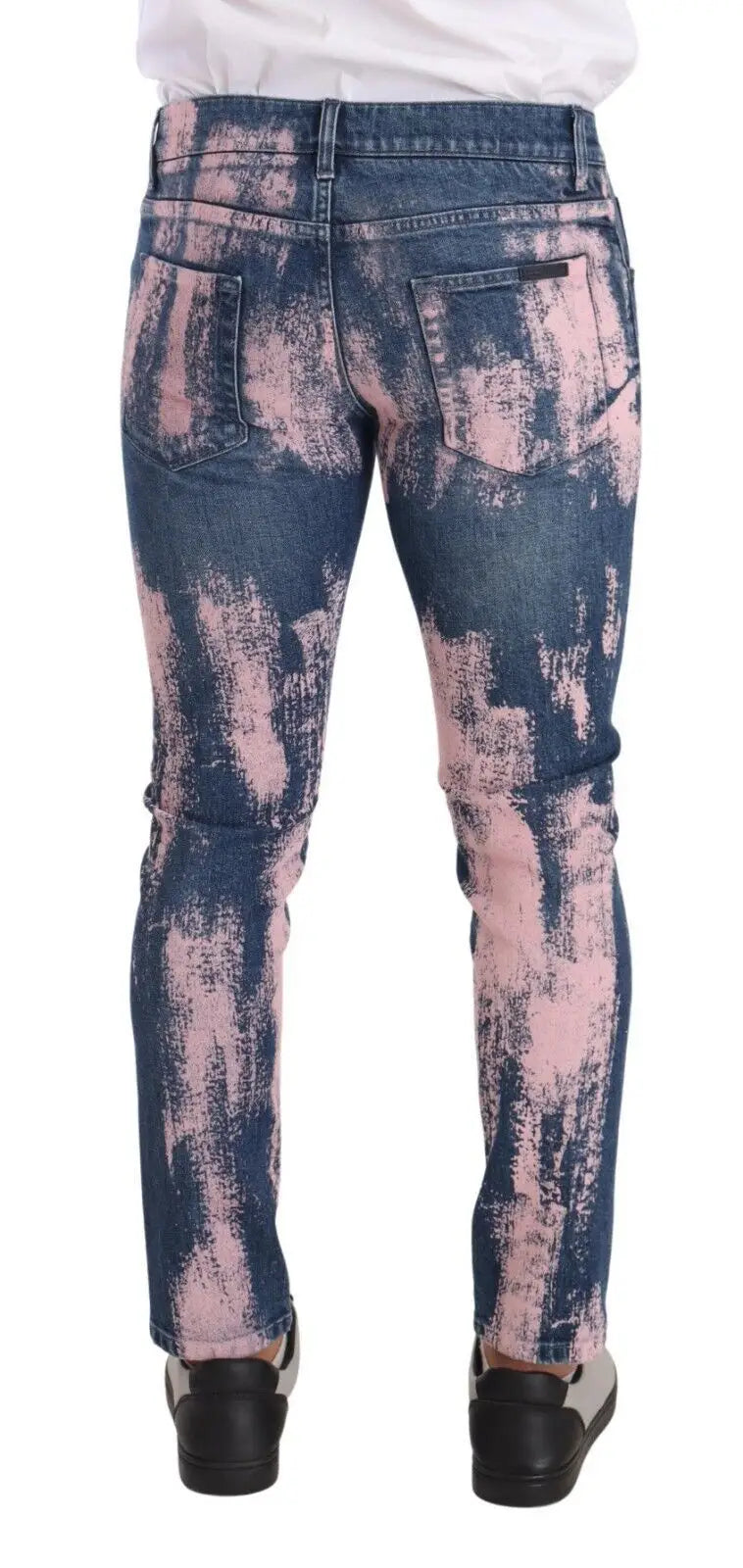 Dolce & gabbana jean slim en denim coton tie dye bleu et rose pour un style tendance et ajusté