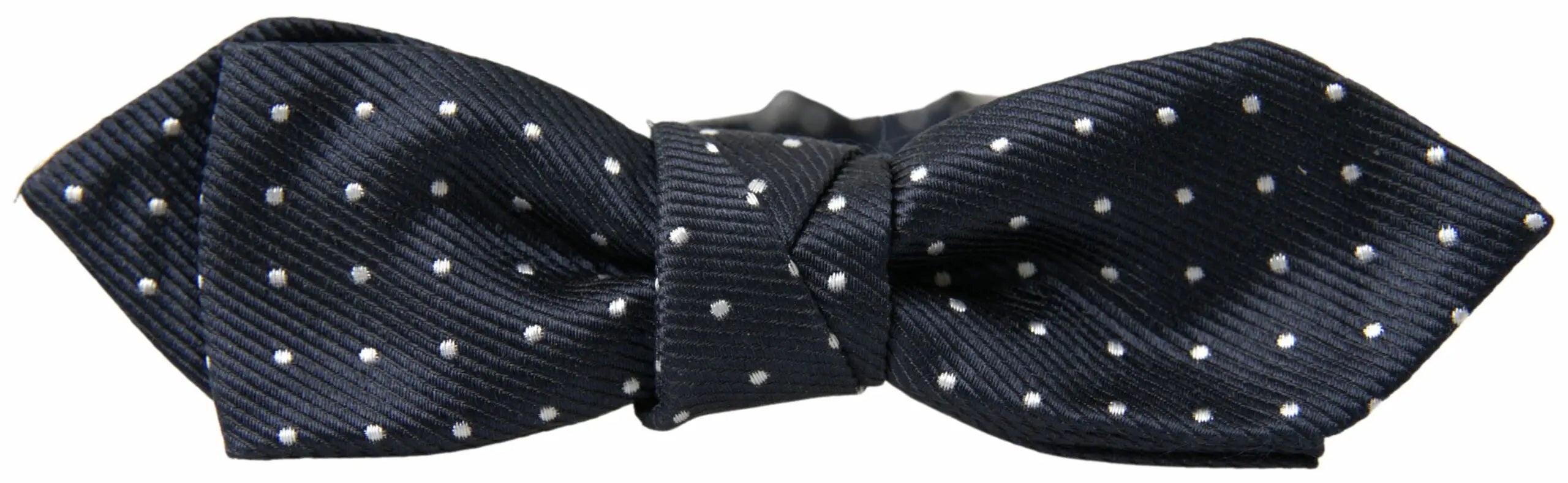 Dolce & gabbana nœud papillon homme en soie bleu marine à pois argentés réglable avec texture diagonale