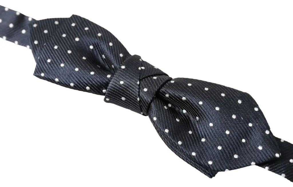 Dolce & gabbana noeud papillon ajustable en soie noir à pois blancs pour homme