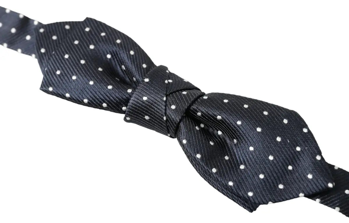 Dolce & gabbana noeud papillon ajustable en soie noir à pois blancs pour homme