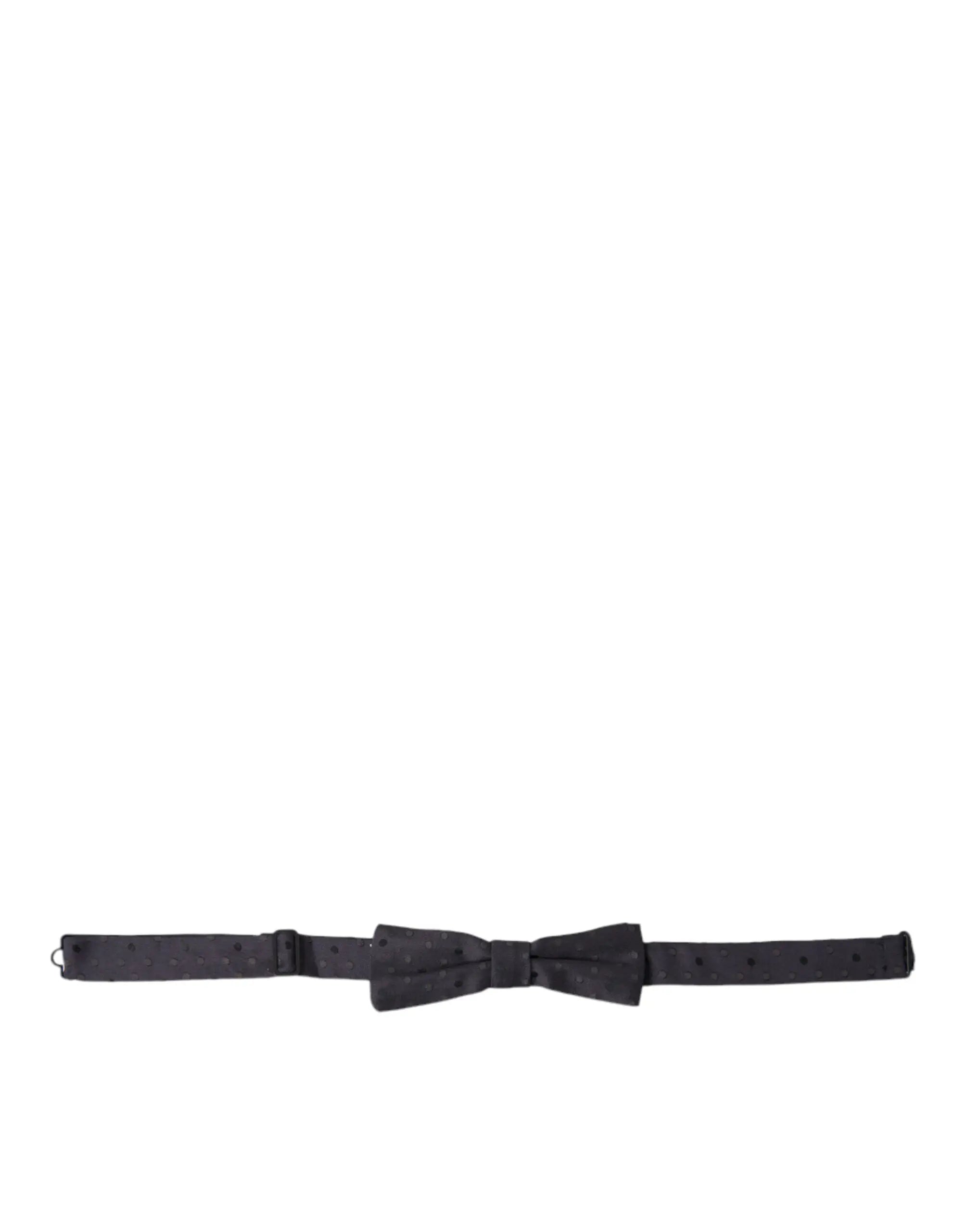 Noeud papillon noir dolce et gabbana en soie avec finition satinée et motif à pois subtil bleu réglable pour homme