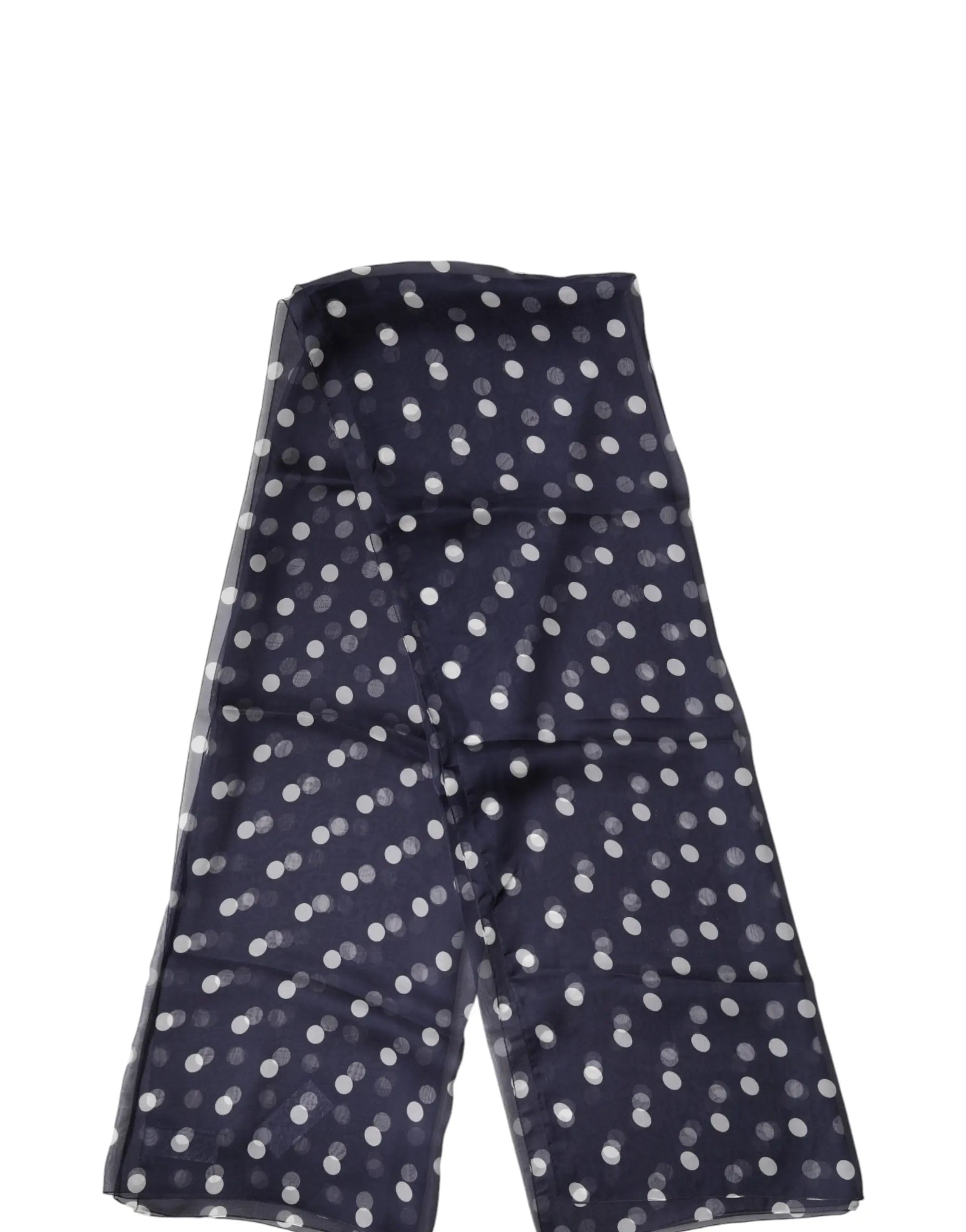Dolce & gabbana foulard en soie bleu marine à pois blancs motif 205cm x 132cm écharpe tour de cou