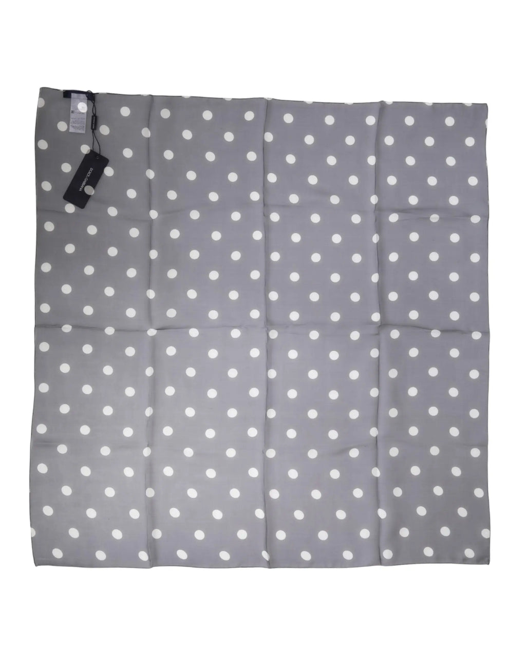 Écharpe foulard carrée dolce & gabbana en soie grise avec pois blancs 91,5 cm x 89,5 cm