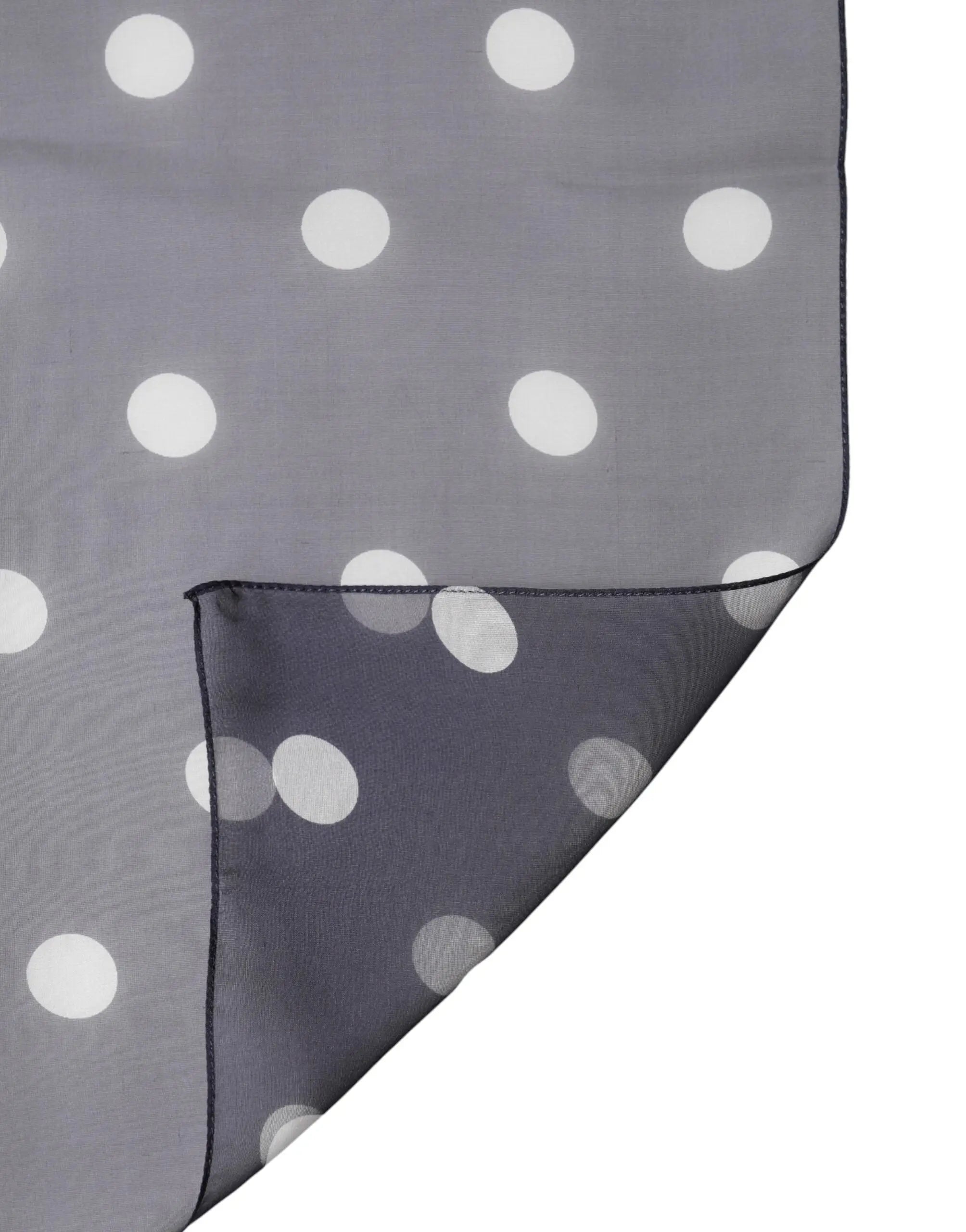 Foulard carré en soie bleu dolce gabbana avec pois blancs 91,5 cm x 89,5 cm en tissu transparent gris
