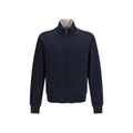 Dolce & Gabbana veste zippée bleu marine en polyamide avec col intérieur beige contrastant vue avant