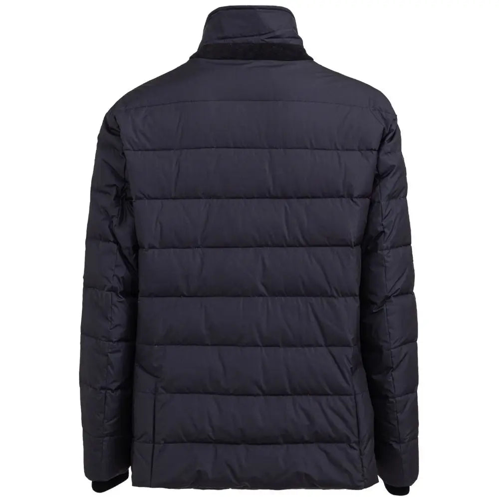 Manteau bleu dolce & gabbana en polyester avec matelassage horizontal et col montant style doudoune