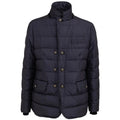 Veste matelassée bleu marine dolce & gabbana en polyester avec col montant et boutons argentés