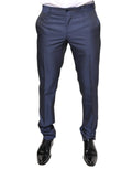 Pantalon de costume bleu navy dolce & gabbana en polyester à coupe classique avec motif subtil et texture