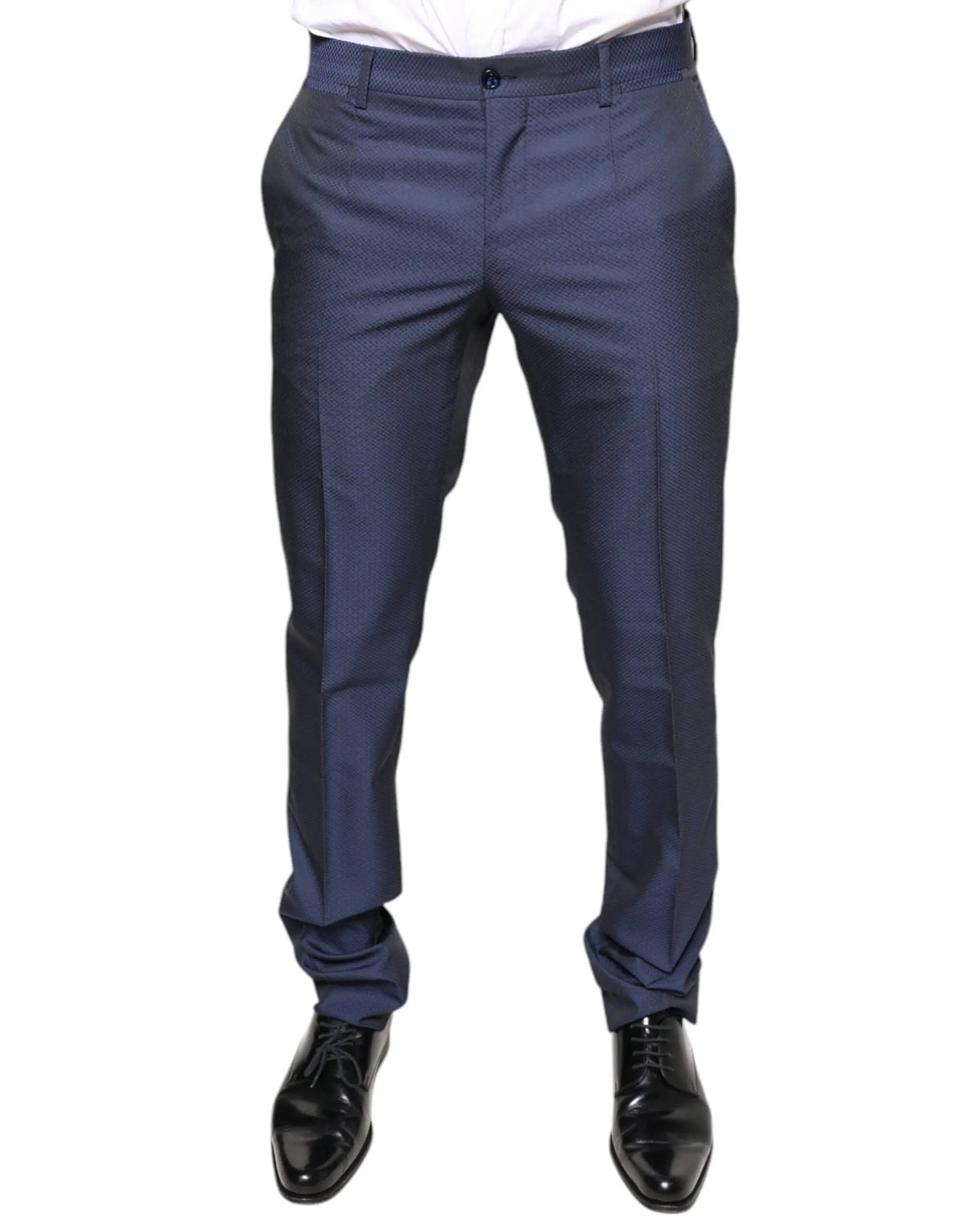 Pantalon de costume bleu navy dolce & gabbana en polyester à coupe classique avec motif subtil et texture