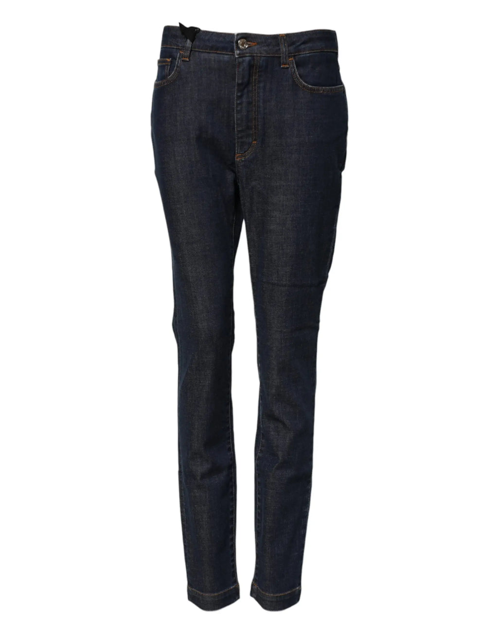 Jeans en denim bleu indigo dolce & gabbana blue queen patch audrey taille mi-haute coupe droite classique avec légère décoloration aux cuisses