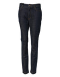 Jean denim dolce & gabbana blue queen patch audrey bleu indigo foncé coupe droite classique avec léger délavé aux cuisses