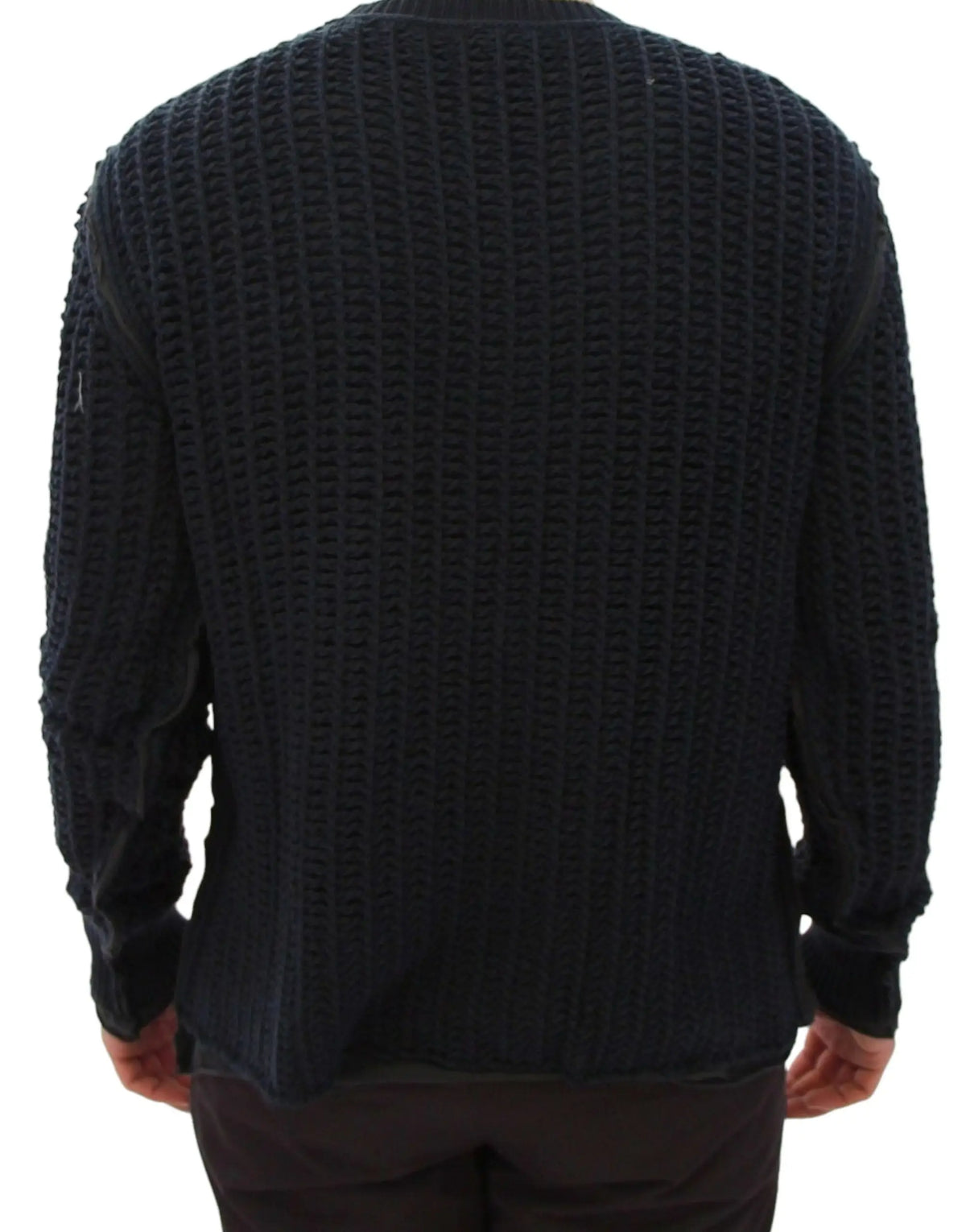 Pull noir en maille texturée à motif côtelé à manches longues dolce & gabbana blue runway netted