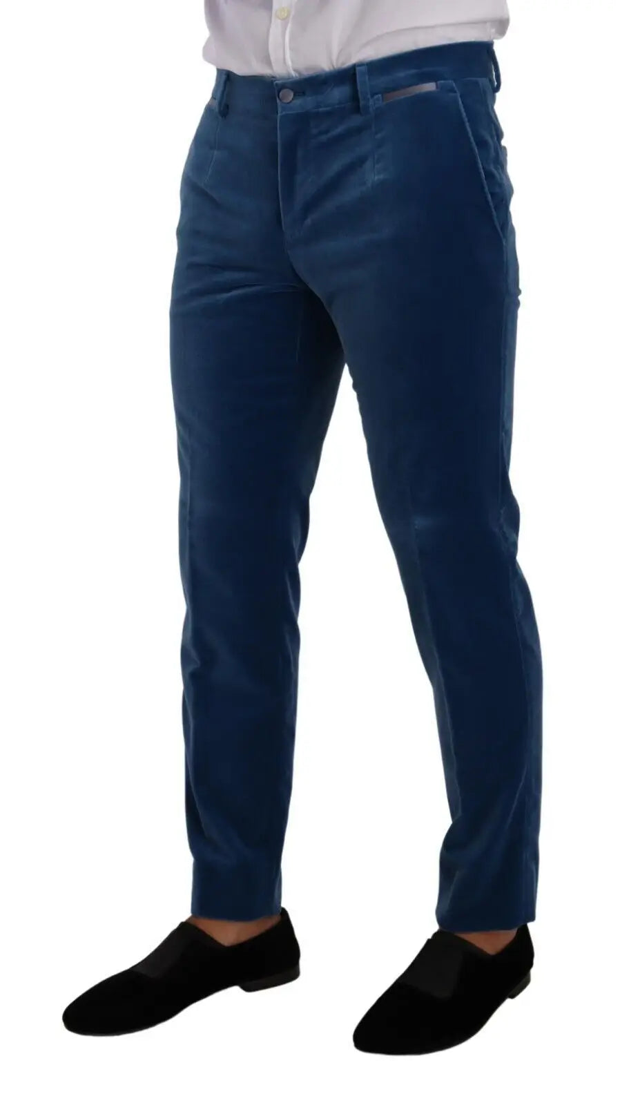 Pantalon en velours côtelé bleu marine dolce & gabbana sicilia coupe slim avec fines raies verticales