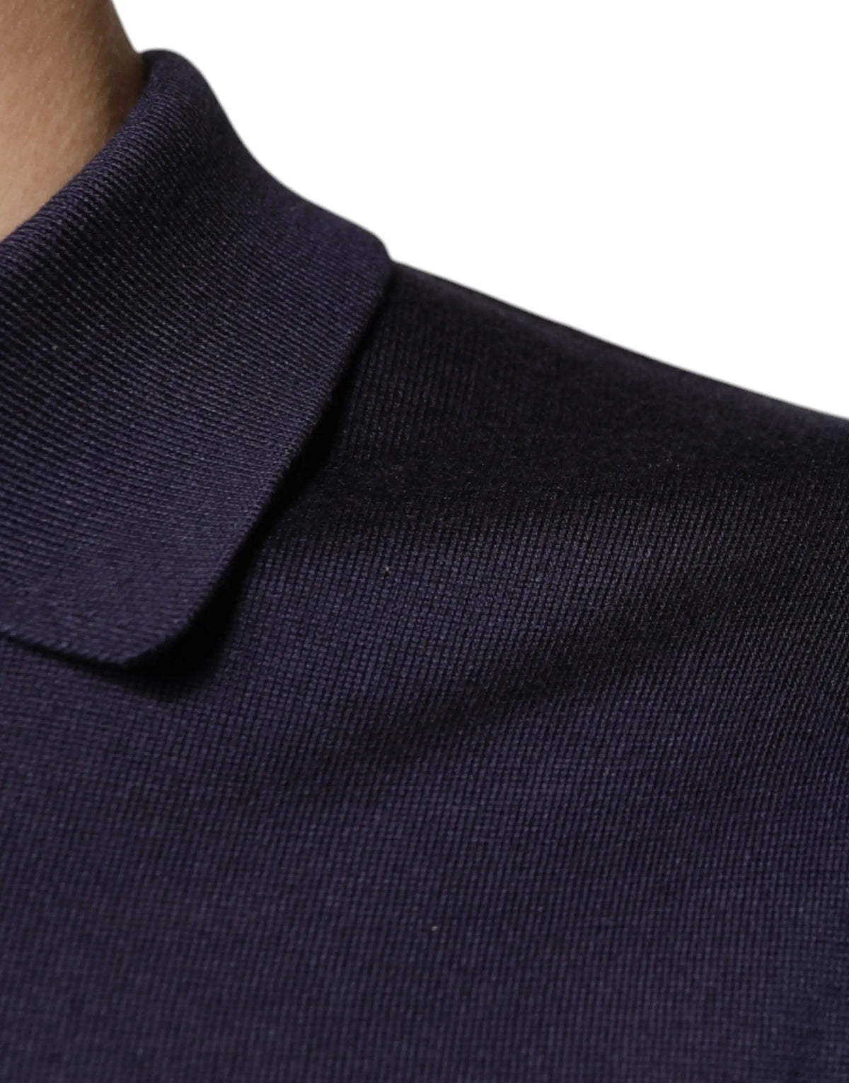 Polo t-shirt dolce & gabbana bleu marine en maille côtelée en soie avec col classique manches courtes