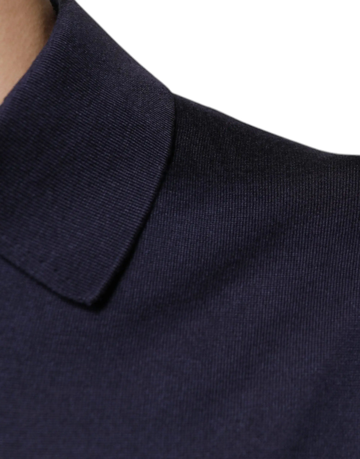 Col bleu marine en maille de polo à manches courtes en soie dolce gabbana