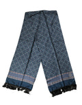 Écharpe en soie bleu marine dolce & gabbana avec motif géométrique subtil et franges noires décoratives