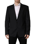 Blazer noir tailored avec revers crantés et deux boutons devant dolce gabbana blue single breasted 2 button suit jacket