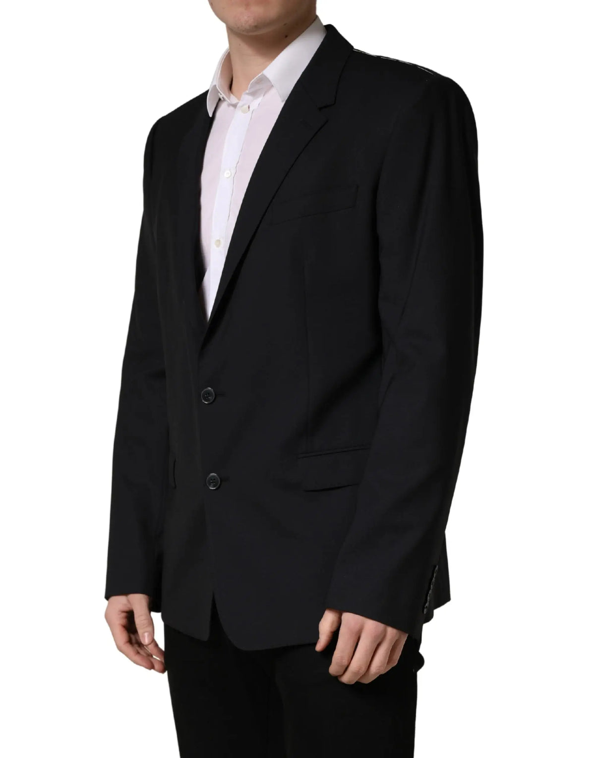Blazer noir Dolce & Gabbana ajusté avec boutonnage classique à deux boutons et revers crantés
