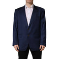 Blazer bleu marine dolce gabbana à un bouton avec boutons dorés et revers à cran pour costume élégant