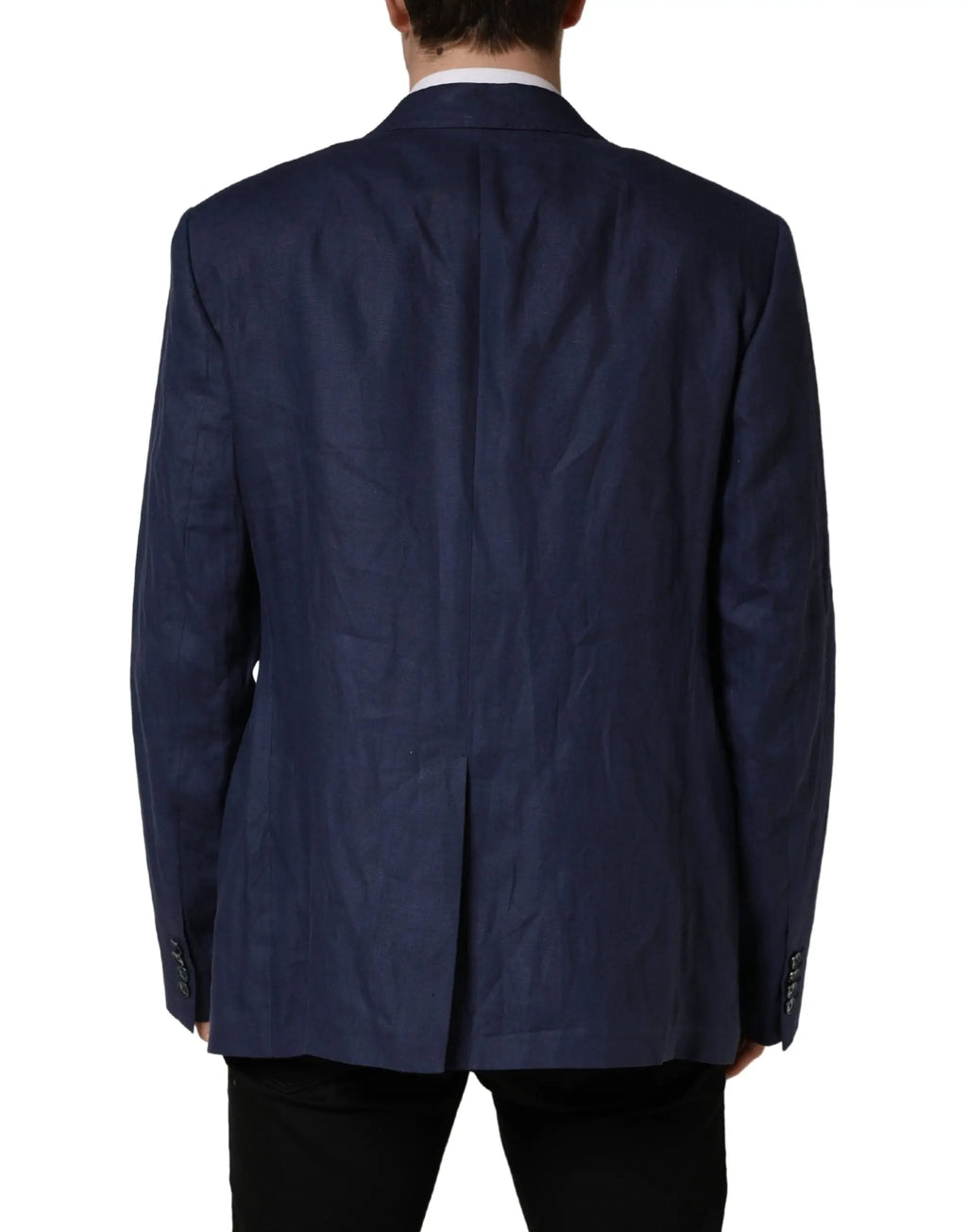 Blazer en laine texturée bleu marine dolce gabbana à boutons simples pour costume élégant