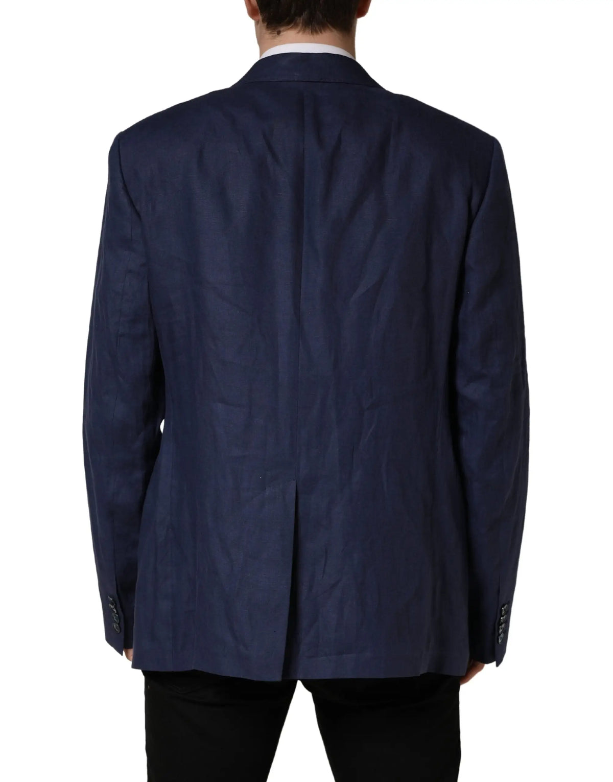 Blazer en laine texturée bleu marine dolce gabbana à boutons simples pour costume élégant