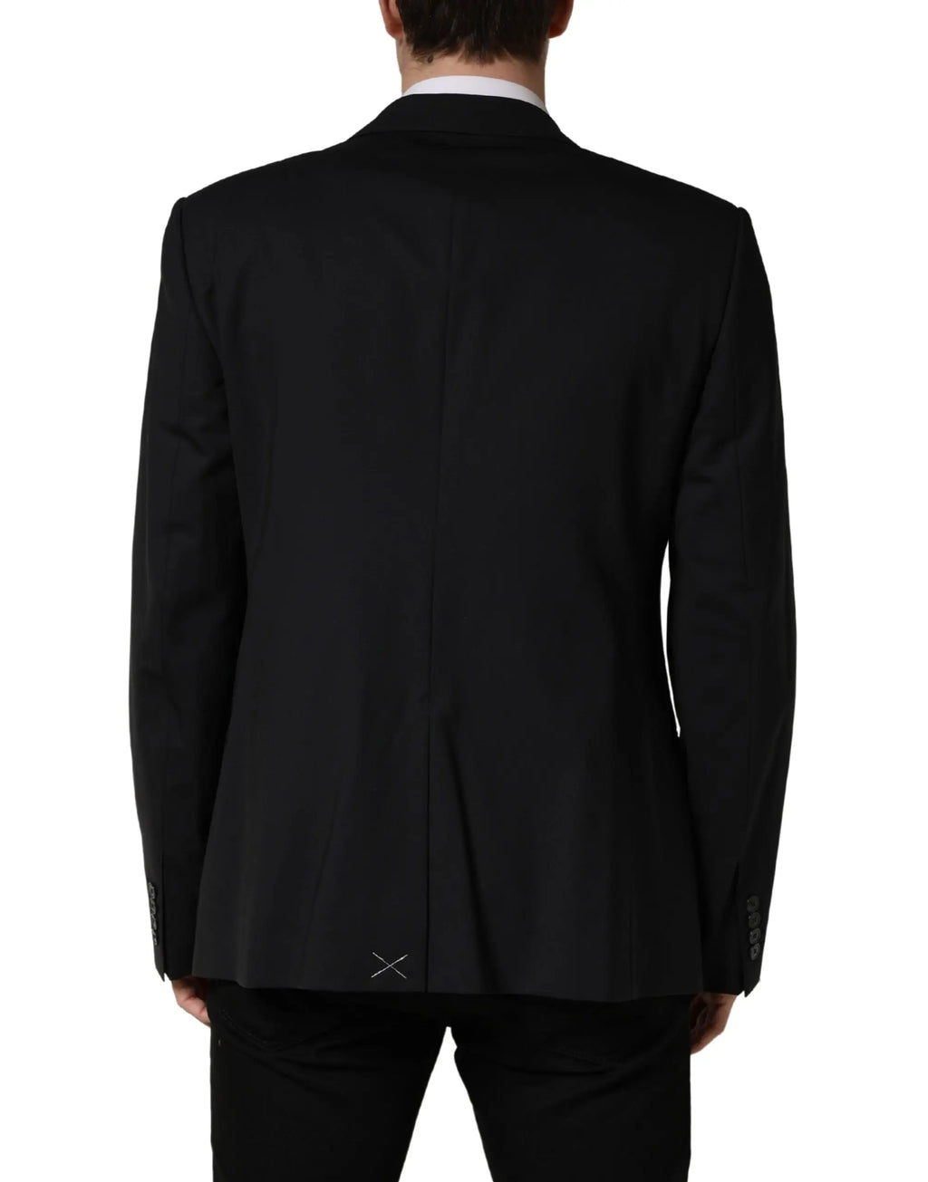 Veste de costume Dolce & Gabbana bleu à un bouton avec couture blanche subtile et design structuré élégant