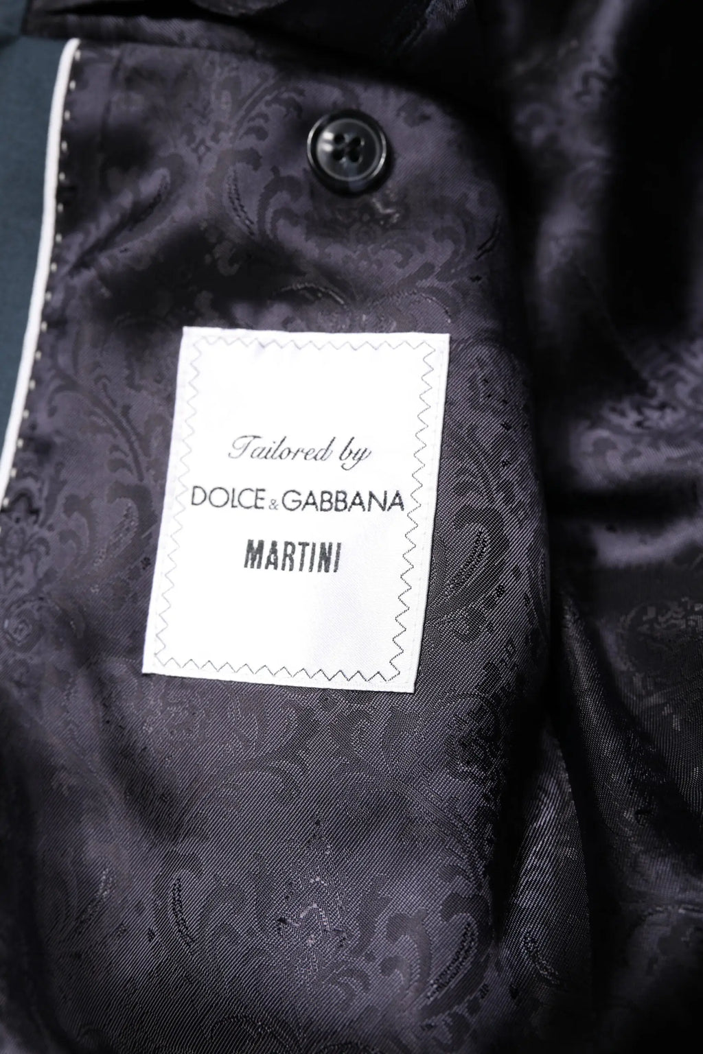 Douce et gabbana blazer martini bleu homme en satin avec doublure noire damassée et couture blanche élégante