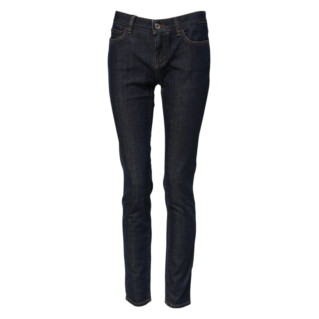 Jean slim bleu indigo en coton de dolce & gabbana avec coupe skinny taille mi-haute et cinq poches classiques