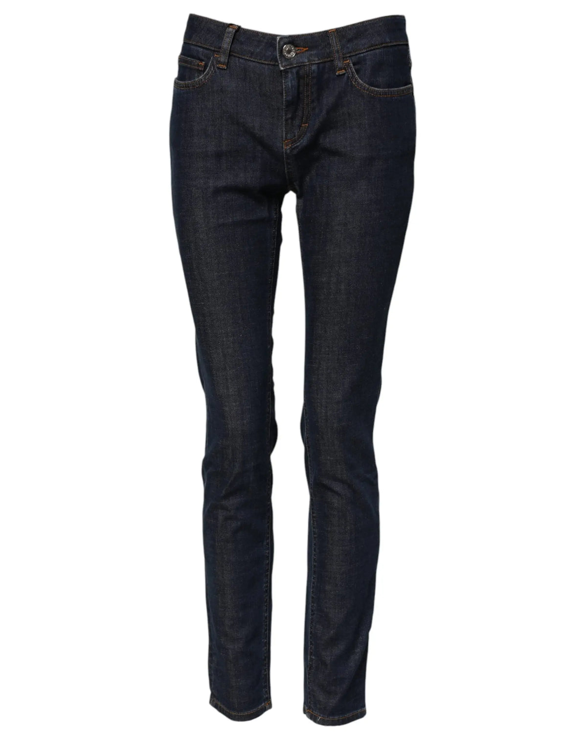 Jean slim en coton bleu indigo foncé dolce & gabbana avec coupe mid waisted et 5 poches classiques