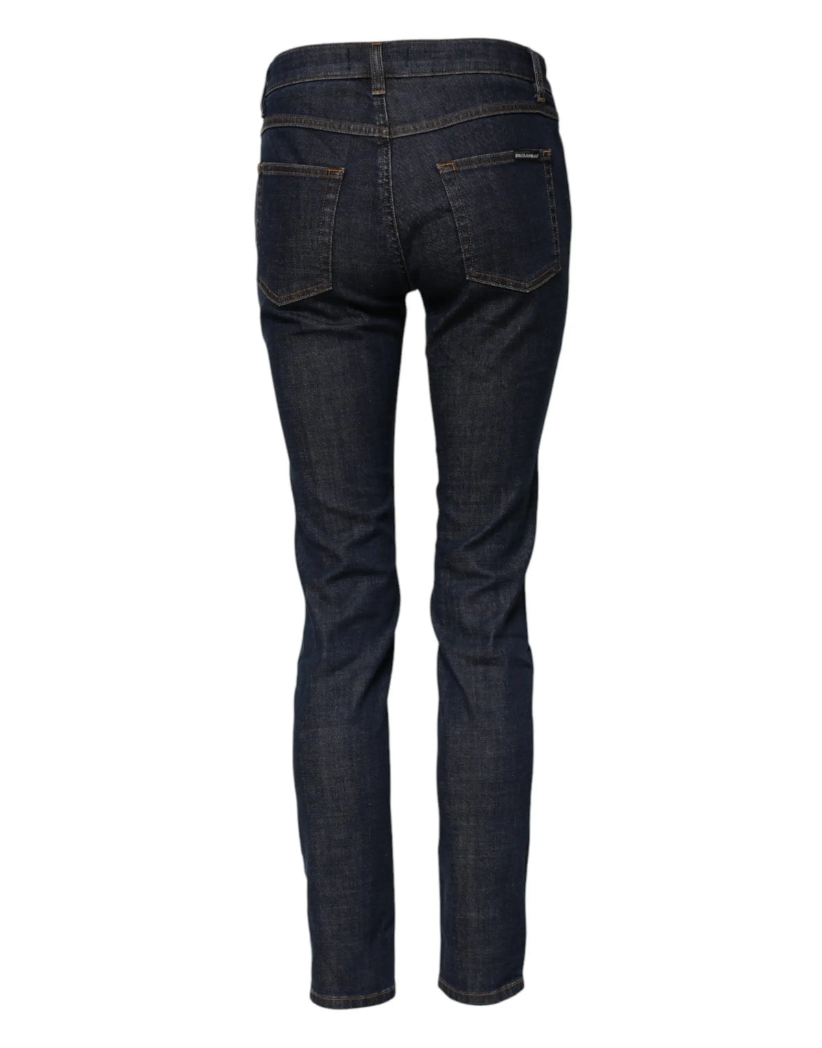 Jean denim bleu indigo foncé dolce & gabbana slim fit en coton avec poches arrière classiques vu de dos
