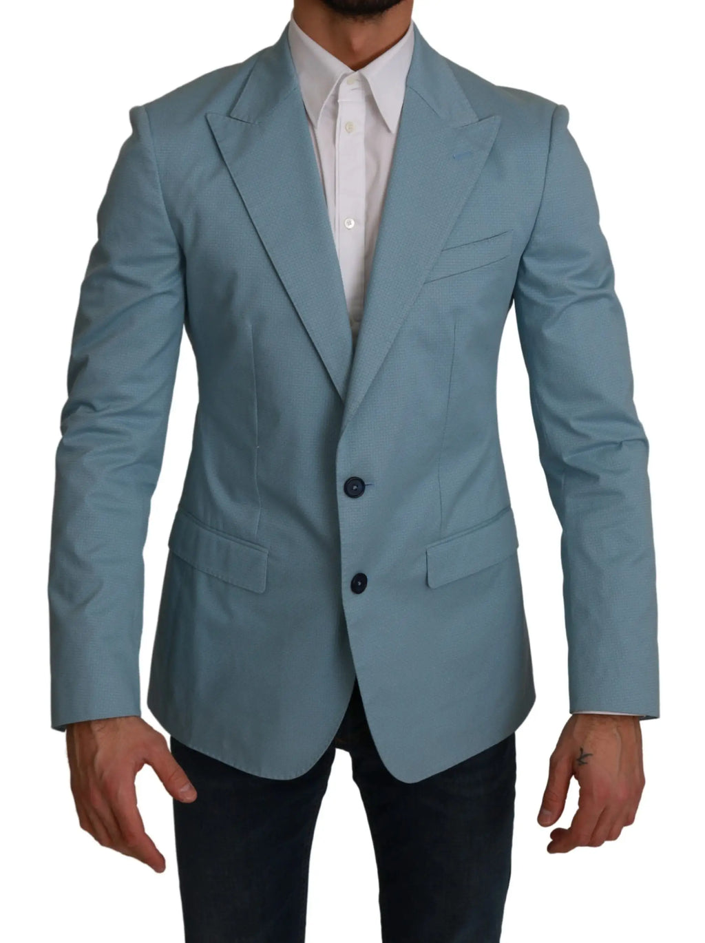 Dolce & gabbana bleu blazer slim fit martini avec coupe moderne et boutons foncés en tissu léger