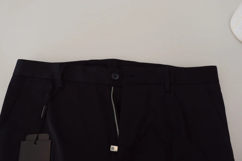 Pantalon chino slim bleu dolce & gabbana en coton stretch avec coupe moderne et détails de couture subtils