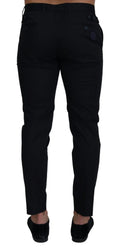 Pantalon dolce & gabbana slim en coton bleu stretch avec coupe ajustée et détails de boutons subtils vue arrière