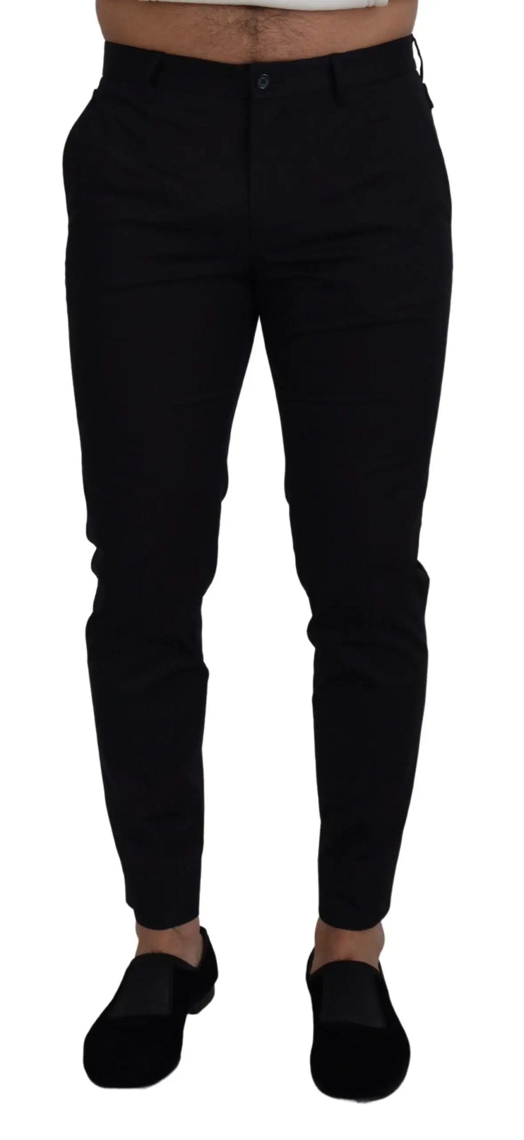 Pantalon chino noir dolce & gabbana slim en coton stretch avec coupe droite classique et détails de couture subtils
