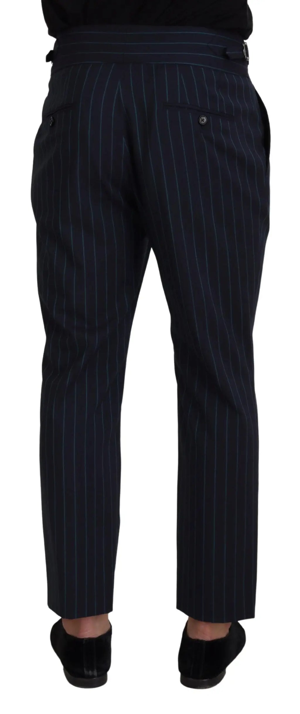 Pantalon formel homme dolce gabbana bleu marine rayé avec fines rayures verticales et coupe ajustée