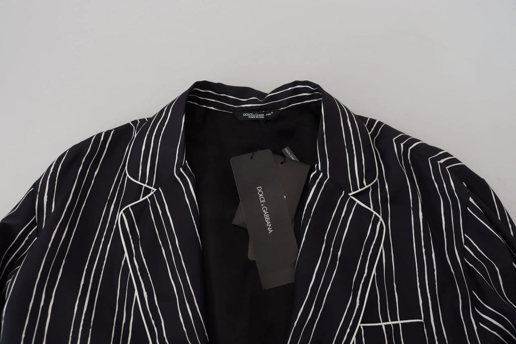 Blazer dolce et gabbana noir à larges rayures blanches verticales parfait pour un style élégant
