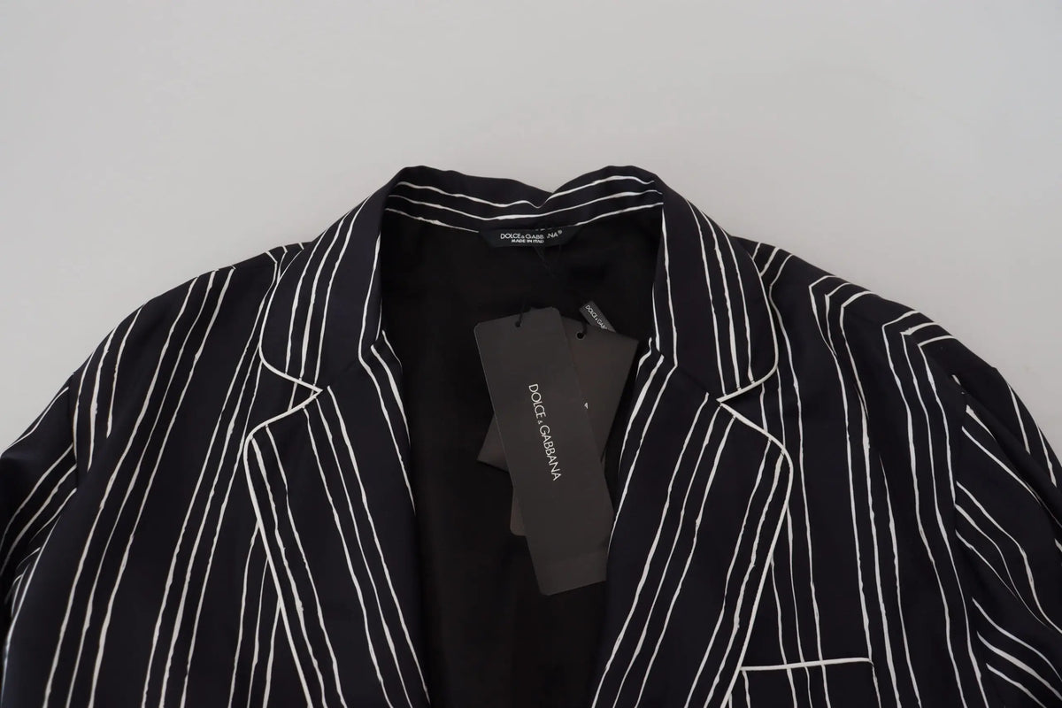 Blazer dolce et gabbana noir à larges rayures blanches verticales parfait pour un style élégant
