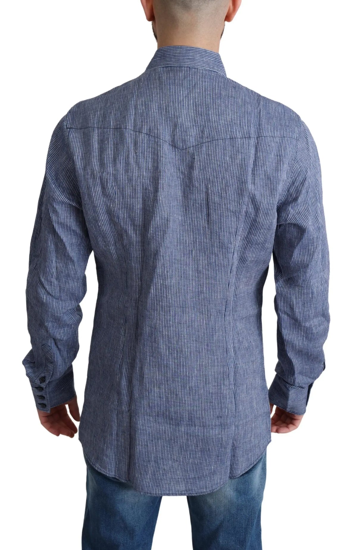 Chemise dolce & gabbana pour homme à rayures bleues et blanches manches longues col classique boutonnée
