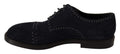 Chaussure derby en cuir bleu dolce & gabbana avec clous argentés sur bout en daim noir
