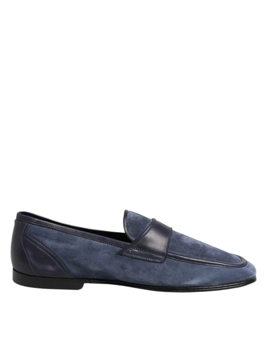 Mocassins dolce et gabbana en daim bleu marine avec bande en cuir noir sur l empeigne